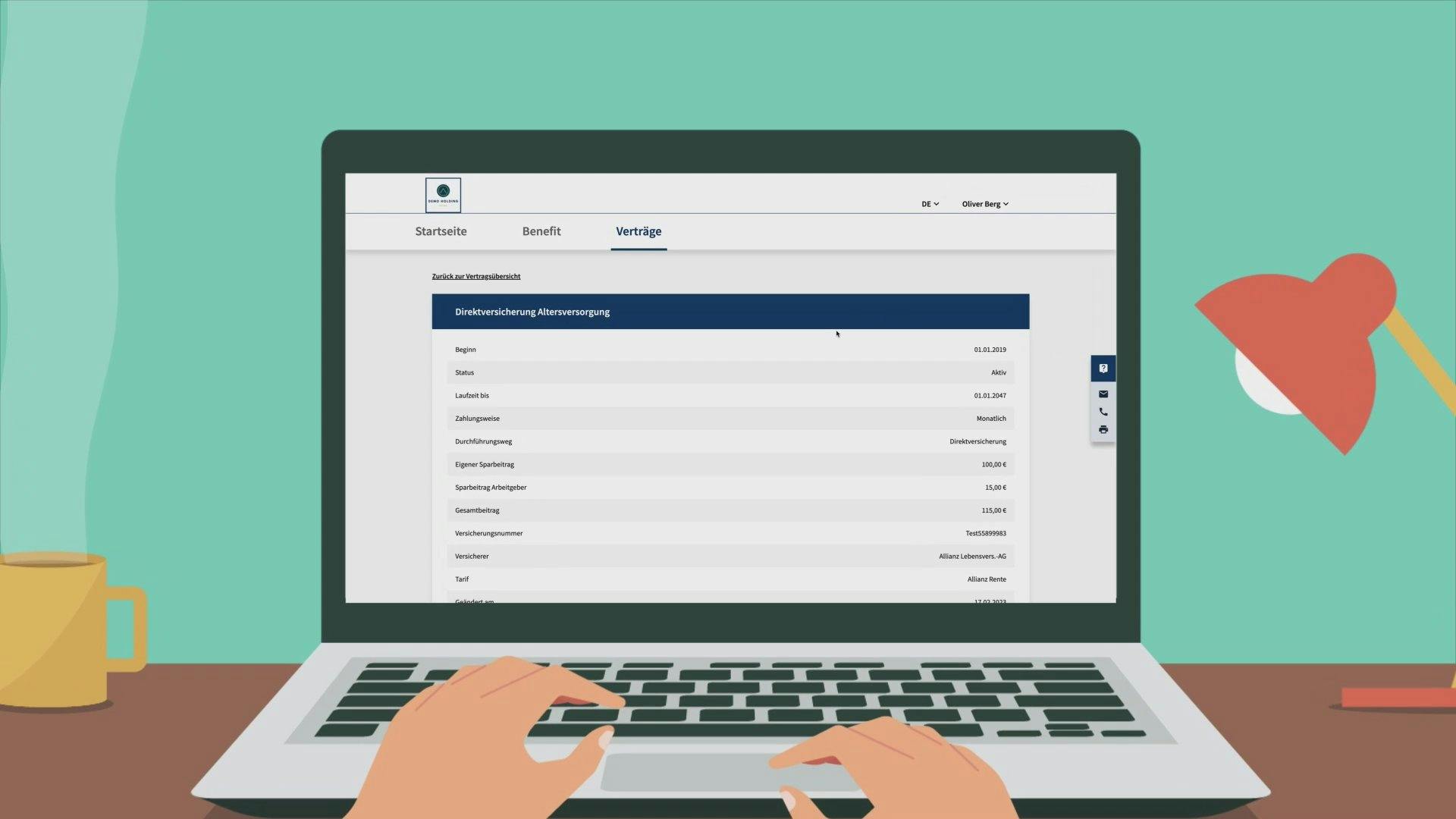 Standbild aus Video "Digitale Bereitstellung von Vertragswerten und -dokumenten je Mitarbeiter"